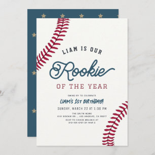 Convite Rookie do Ano do primeiro aniversario Baseball