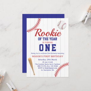 Convite Rookie Do Ano Do primeiro aniversario De Beisebol