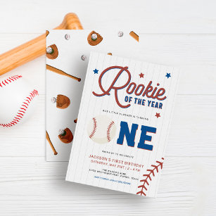 Convite Rookie do Ano do primeiro aniversario do Baseball 