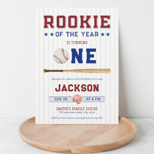 Convite Rookie do Ano primeiro aniversario Baseball