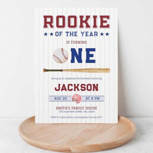 Convite Rookie do Ano primeiro aniversario Baseball (Criador carregado)