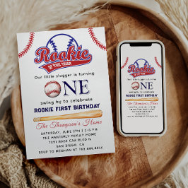 Convite Rookie do primeiro aniversario temática de beisebo
