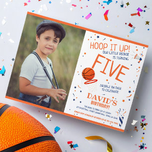 Convite Rookie Hoop It Up Basball Photo Birthday