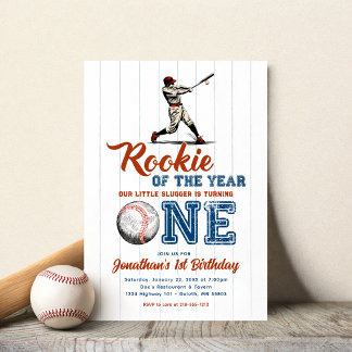 Convite Rookie of the Year Baseball 1st Birthday