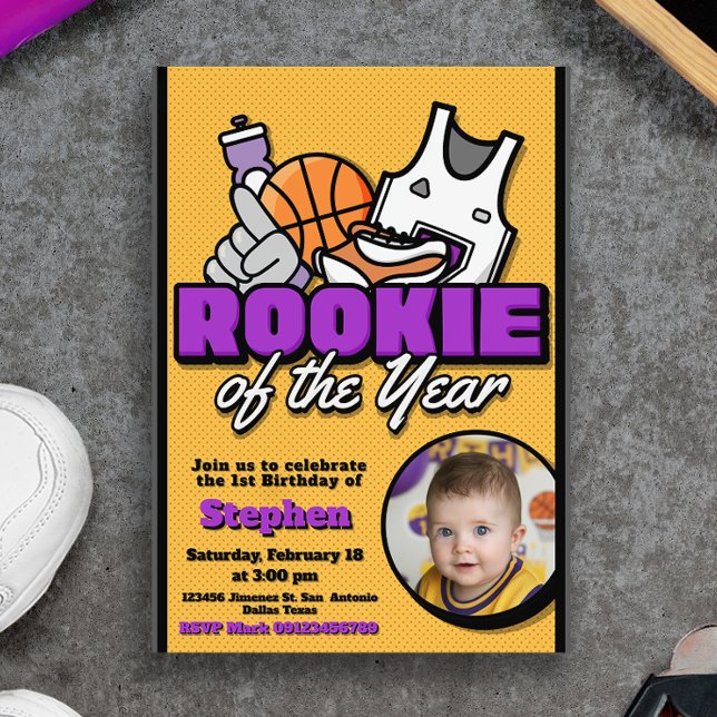 Convite Rookie of the Year - Basketball with Photo (Rookie of the Year - Basketball with Photo Invitation)