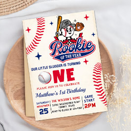 Convite Rookie Retro do Ano do primeiro aniversario Baseba
