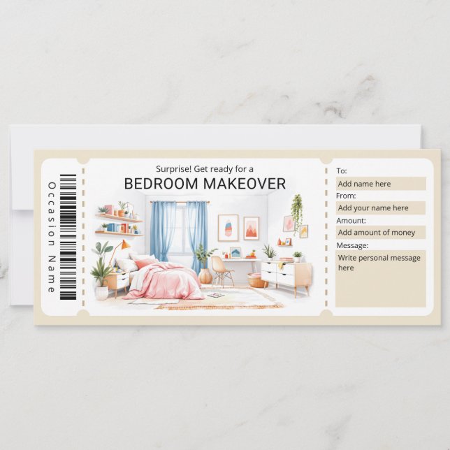Convite Room Makeover Gift Certificate (Frente)
