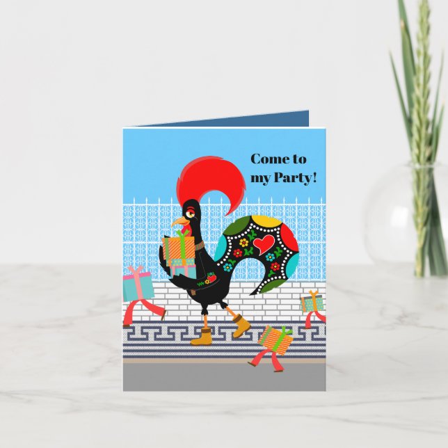 Convite Rooster Português com Dons Partido primeiro aniver (Frente)