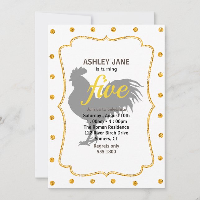 Convite Rooster  silhouette  - Choose background color (Frente)