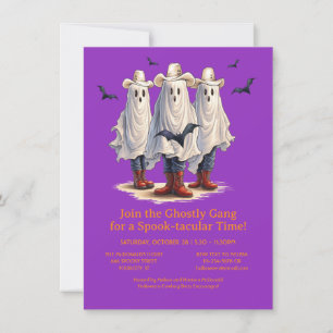 Convite Rootin' Tootin' Cowboy Fantasma Halloween Ocidenta