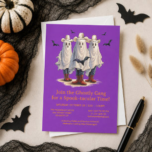 Convite Rootin' Tootin' Cowboy Fantasma Halloween Ocidenta