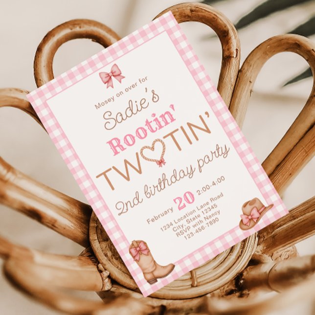 Convite Rootin Twotin Rodeo 2nd Birthday Invitation (Criador carregado)