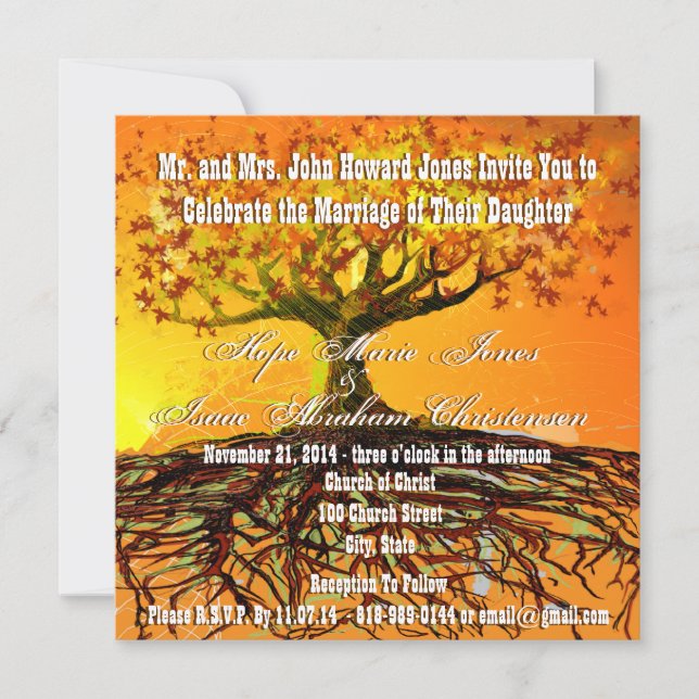 Convite Roots of Love Square Wedding Invitation (Frente)