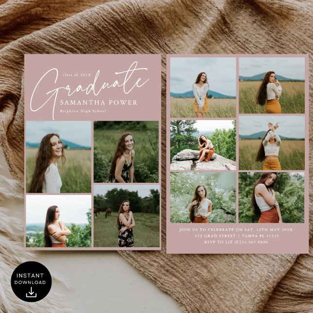 Convite Rosa 10 Fotografias Moderna (Criador carregado)