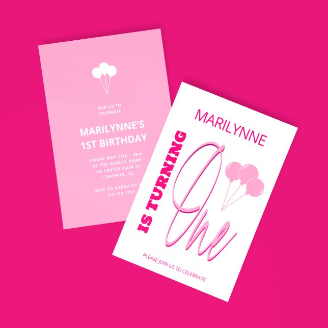 Convite Rosa 1 rua Virando Um Aniversário (Criador carregado)