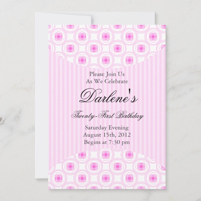 Convite Rosa aniversário de 21 anos (Frente)