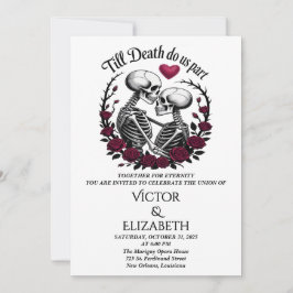 Convite Rosa até a morte gótica nos separam casamentos esq