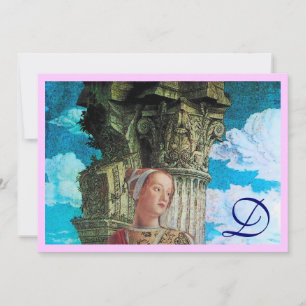 Convite Rosa azul antigo brilhante do MONOGRAMA CLÁSSICO