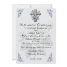 Convite Rosa azul e Casamento Cruzado Cristão