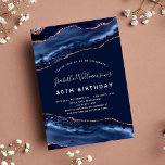 Convite rosa azul-mármore festa de aniversário agate<br><div class="desc">Um convite moderno,  na moda e glamouroso para uma festa de aniversário (ou qualquer idade) 30. Ouro azul e rosa,  fundo de mármore. O nome é escrito com um moderno estilo escrito à mão. Personalize e adicione os detalhes da sua festa.</div>
