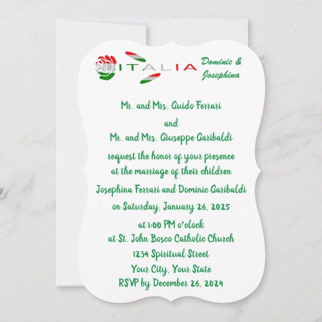 Convite rosa bandiera italiana (Frente)