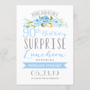 Convite Rosa Banner Surprise 90 Birthday Luncheon