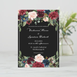 Convite Rosa Bege Burgundy Floral Elegante Rota Escritura