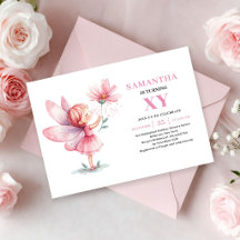 Convite Rosa Bege Capricho de Aniversário de Menin