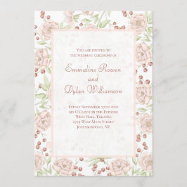 Convite Rosa Bege Casamento Vintage