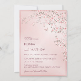 Convite Rosa Bege Flor de Cerejeira | Casamento Fotográfic