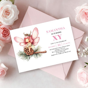 Convite Rosa Bege para 4º Aniversário da Menina Fa