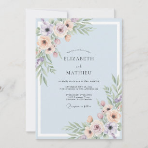 Convite Rosa Bege Ranunculus Eucalipto Casamento Periwinkl