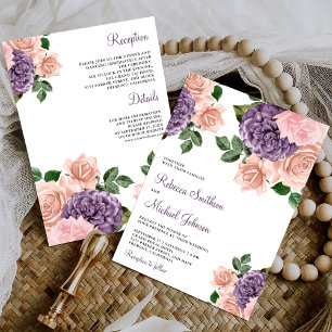 Convite Rosa Bege Roxo Floral Vestido de Noiva Tudo em Um