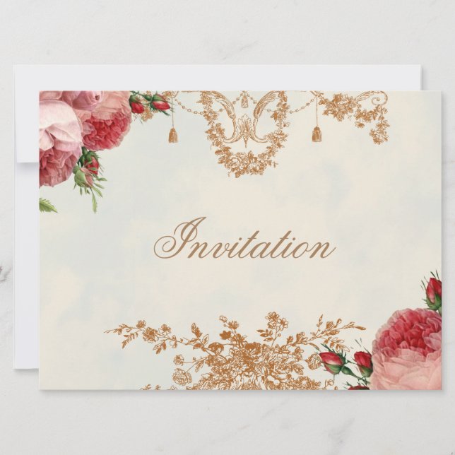 Convite Rosa Blenheim - Paisagem do Céu de Verão (Frente)