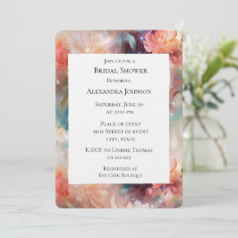 Convite Rosa Blush Chá de panela Floral Laranja Pêssego