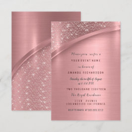 Convite Rosa Blush Metálico Glitter Bridal Sweet 16º