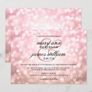 Convite Rosa Blush Pink Bokeh Luzes De Verão Casamento