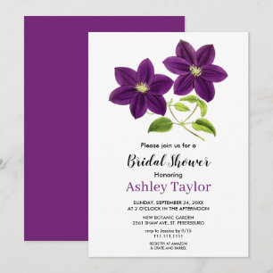 Convite Rosa boho roxo Elegante queda Chá de panela floral
