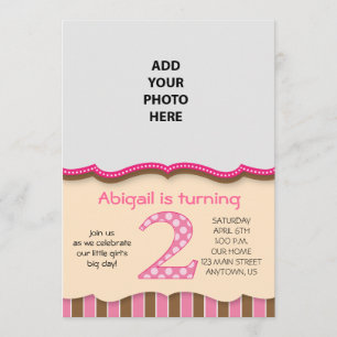 Convite Rosa bonito/de Brown meninas aniversário em