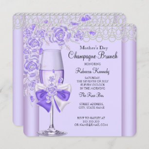 Convite Rosa Bonito Lilac Champagne Brunch 2C