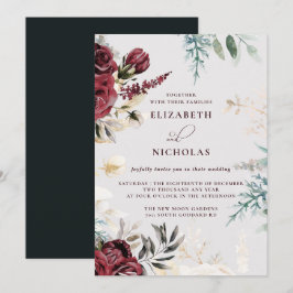 Convite Rosa Borgonha Velvet Escura | Casamento de Outono