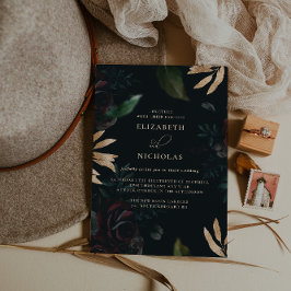 Convite Rosa Borgonha Velvet Escura | Casamento de Outono