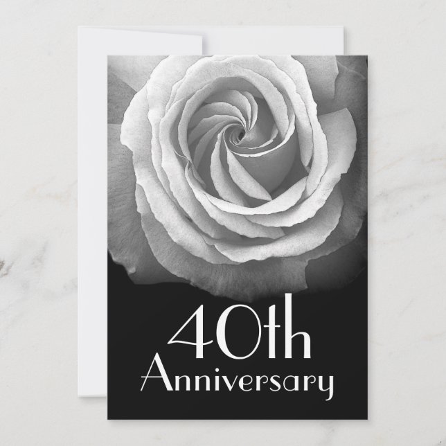 Convite Rosa Branca de Prata de 40 anos (Frente)
