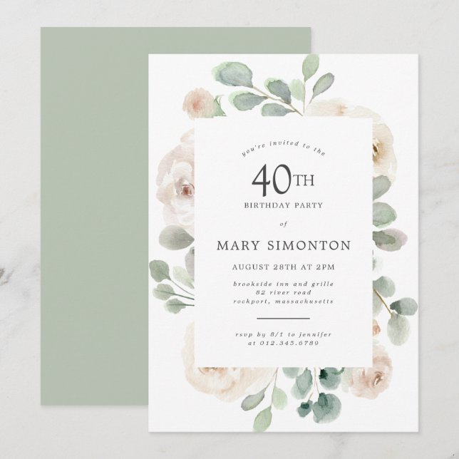 Convite Rosa Branca do Partido aniversário de 40 anos (Frente/Verso)