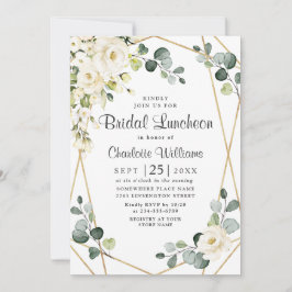 Convite Rosa Branca Eucalyptus Greenery Bridal Luncheon