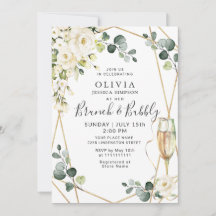 Rosa branca Eucalyptus Greenery Brunch e Bubbles