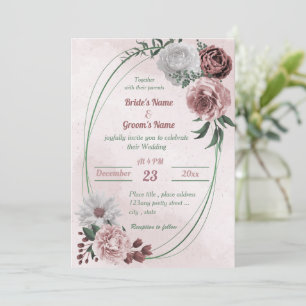 Convite rosa branco de canela rosa, casamento geométrico