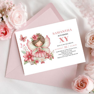 Convite Rosa Brilho de Aniversário de Menina Fada