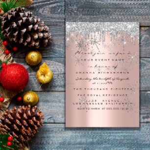 Convite Rosa Brilho Faísca Prata Luxo Noiva Sweet 16