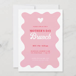 Convite Rosa Brunch Wavey Dia de as mães